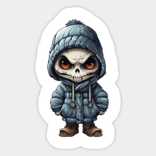 Spooky figure of a skull in a mask wearing a cloak, perfect for Halloween ! Sticker